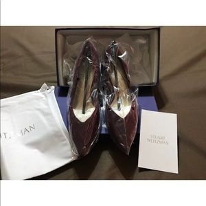 Stuart Weitzman Everyday Bordeaux Suede Heel 10.5